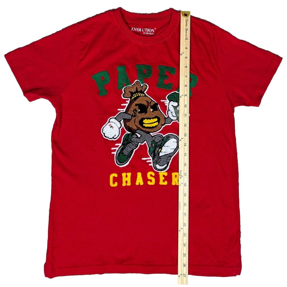 Paper Chaser T-shirt Evolution In Design Embroidered Small Red Colorful Y2K‎ - Picture 4 of 9